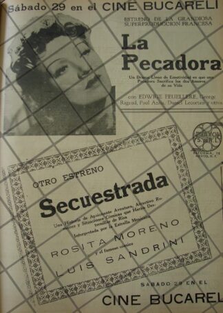 CARTEL ANTIGUO 1941 CINE BUCARELI. CARTELERA