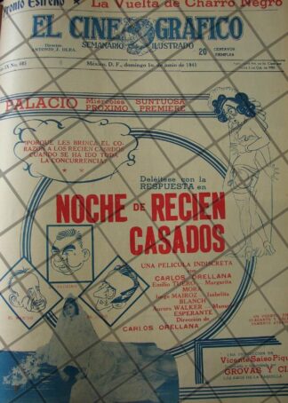 CARTEL ANTIGUO PALICULA. NOCHE DE RECIEN CASADOS /192