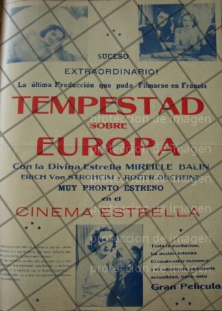 CARTEL ANTIGUO PELICULA. MANACES /TEMPESTAD SOBRE AUROPA 1941 /RARO