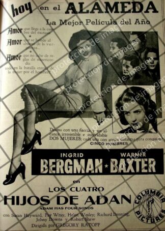 CARTEL ANTIGUO PELICULA. LOS 4 HIJOS DE ADAN 1941
