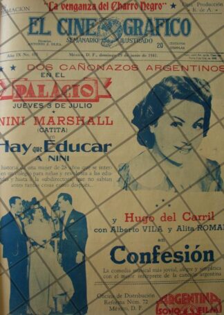 CARTEL ANTIGUO CINE PALACIO PELICULAS DE NINI MARSHALL 1941