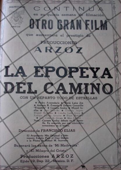 CARTEL ANTIGUO. FILMAN PELICULA LA EPOPEYA DEL CAMINO 1941 /4