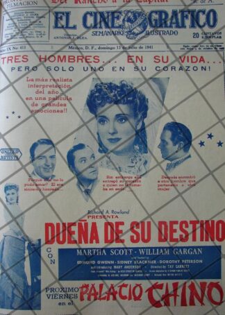 CARTEL ANTIGUO PELICULA DUEÑA DE SU DESTINO 1941 /2