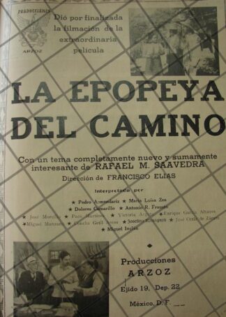CARTEL ANTIGUO. FINALIZAN PELICULA LA EPOPEYA DEL CAMINO 1941
