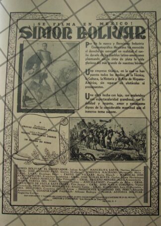 CARTEL ANTIGUO FILMAN PELICULA. SIMON BOLIVAR 1941 /4