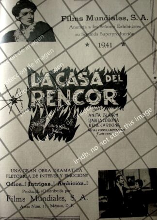 CARTEL ANTIGUO PELICULA LA CASA DEL RENCOR 1941 ESTRENO