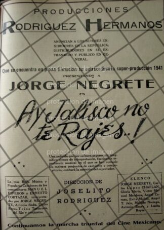 CARTEL ANTIGUO FILMAN PELICULA HAY JALISCO NO TE RAJES 1941