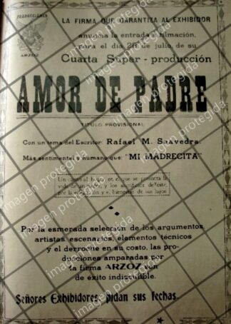 RARISIMO AFICHE ANTIGUO INICIAN PELICULA AMOR DE PADRE 1941