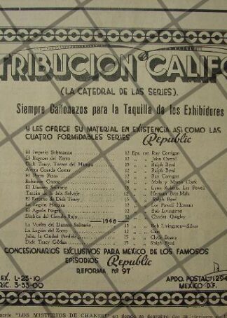 CARTEL ANTIGUO ESTRENO DISTRIBUCION CALIFORNIA S.A 1941