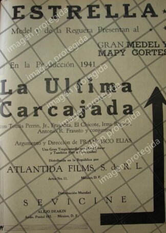RARISIMO CARTEL ANTIGUO PELICULA LA ULTIMA CARCAJADA 1941
