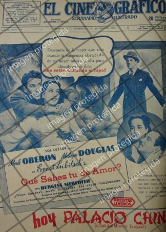 RARO CARTEL ANTIGUO PELICULA QUE SABES TU DE AMOR 1941