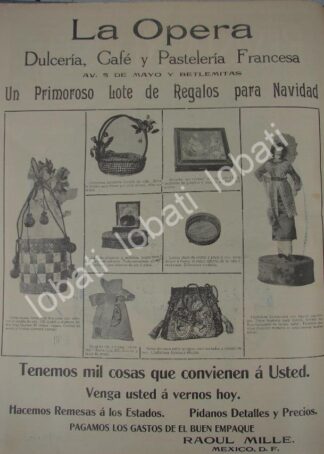 CARTEL ANTIGUO ORIGINAL DE PASTELERIA Y DULCERIA LA OPERA 1911 /189 SUPER RARO