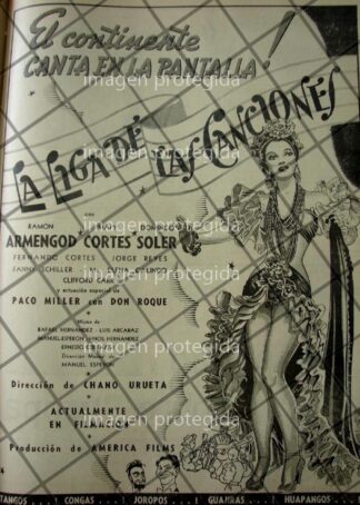 CARTEL ANTIGUO PELICULA LA LIGA DE LAS CANCIONES 1941