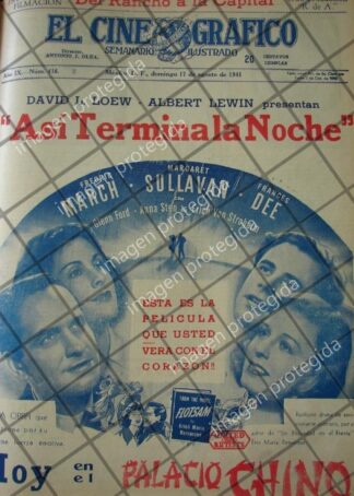 CARTEL ANTIGUO PELICULA. ASI TERMINA LA NOCHE 1941