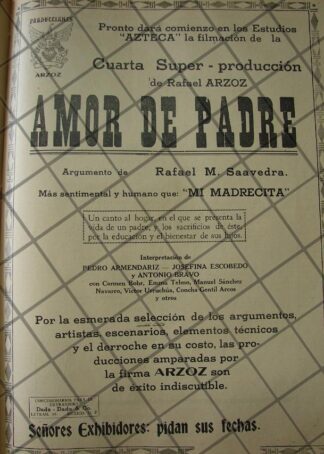 RARISIMO AFICHE ANTIGUO INICIAN PELICULA AMOR DE PADRE 1941 4