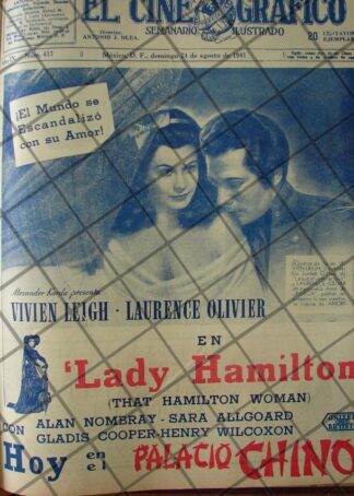 CARTEL ANTIGUO PELICULA. LADY HAMILTON 1941