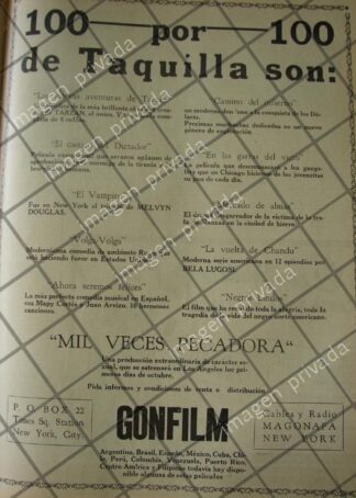 CARTEL RETRO DISTRIBUIDORA DE PELICULAS GONFILM 1941