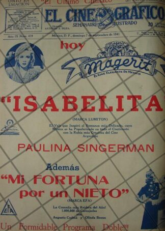AFICHE RETRO. FUNCIONES DEL CINE MAGRIT 1941