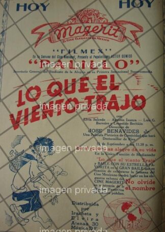 AFICHE ANTIGUO PELICULA. LO QUE EL VIENTO TRAJO /PALILLO 5
