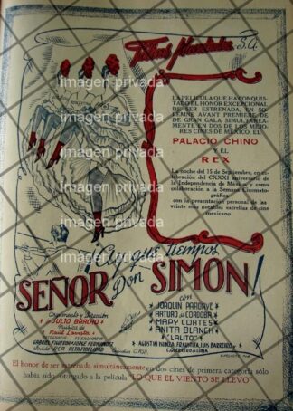AFICHE ANTIGUO PELICULA HAY Q TIEMPOS SEÑOR DON SIMON /9