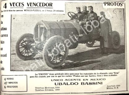 CARTEL ANTIGUO ORIGINAL DE AUTOS PROTOS 1911 EL PRIMERO EN MEXICO /437 SUPER RARO - Image 3