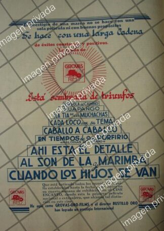 RARO AFICHE RETRO PELICULAS GROVAS ORO FILMS 1941