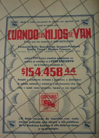 CARTEL RETRO PELICULA CUANDO LOS HIJOS SE VAN 1941 EXITO