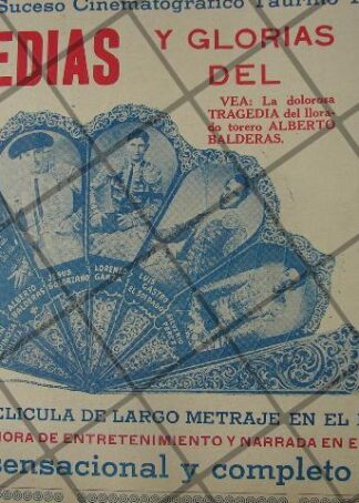 CARTEL ANTIGUO PELICULA. TRAGEDIAS Y GLORIAS DEL TOREO 1941 /5