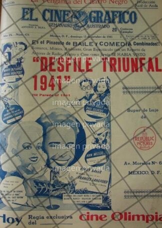 CARTEL RETRO FUNCIONES PELICULA DESFILE TRIUNFAL 1941