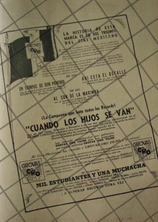 CARTEL PUBLICITARIO ANTIGUO. GROVAS ORO FILMS 1941 CINE