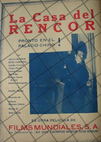 CARTEL PUBLICITARIO ANTIGUO PELICULA LA CASA DEL RENCOR 1941