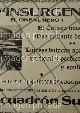 CARTEL RETRO INAUGURAN EL CINE INSURGENTES 1941