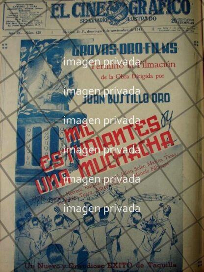 CARTEL RETRO PELICULA MIL ESTUDIANTES Y UNA MUCHACHA 1941