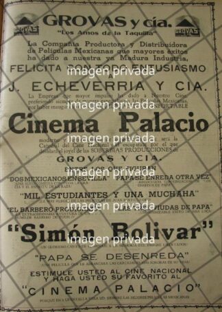CARTEL RETRO GROVAS E INAUGURACION CINEMA PALACIO 1941