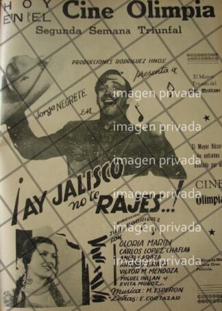 CARTEL RETRO PELICULA. AY JALISCO NO TE RAJES 1941 -X