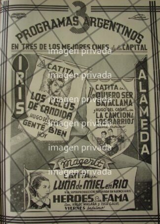 CARTELERA DE CINE RETRO CINE IRIS Y CINE ALAMEDA 1941