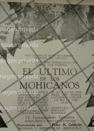 CARTEL RETRO SERIE. EL ULTIMO DE LOS MOHICANOS 1941
