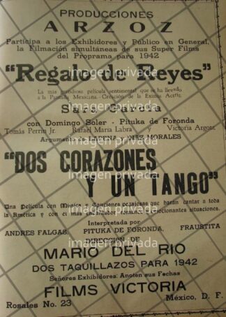 CARTEL ANTIGUO DE CINE. PRODUCCIONES ARZOS 1941