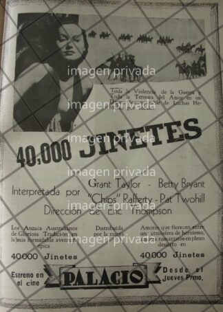 CARTEL ANTIGUO DE CINE. 40,000 JINETES 1941