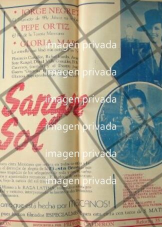 CARTEL RETRO PELICULA SEDA. SANGRE Y SOL JORGE NEGRETE