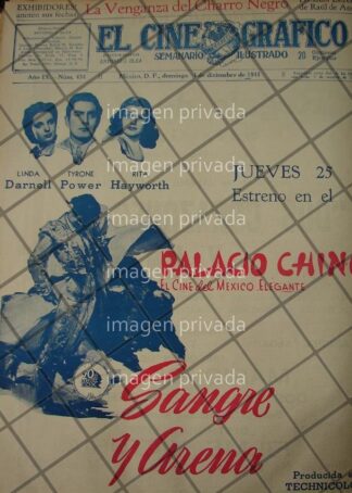 CARTEL ANTIGUO DE CINE PELICULA SANGRE Y ARENA 1941