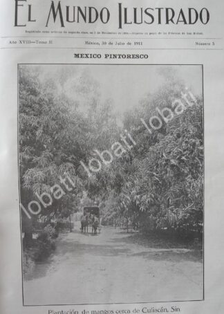 PORTADA ANTIGUA ORIGINAL  1911 PLANTACION DE MANGOS CULIACAN SINALOA /LDM