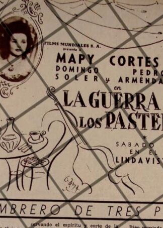 AFICHE ANTIGUO PELICULA, LA GUERRA DE LOS PASTELES 1944