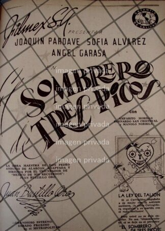 AFICHE ANTIGUO ESTRENO PELICULA EL SOMBRERO DE 3 TRES PICOS