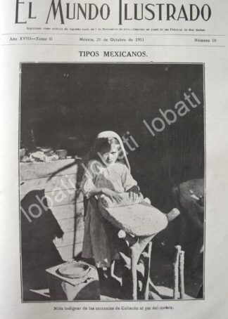 PORTADA ANTIGUA ORIGINAL  1911 NIÑA INDIGENA DE CULIACAN SINALOA