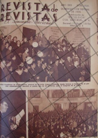 AFICHE ANTIGUO 1939 5TO INFORME. LAZARO CARDENAS EN CONGRESO