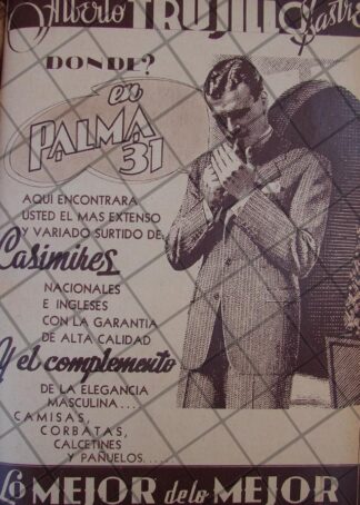 CARTEL ANTIGUO SASTRERIA. ALBERTO TRIJULLO 1939 /RARISIMO