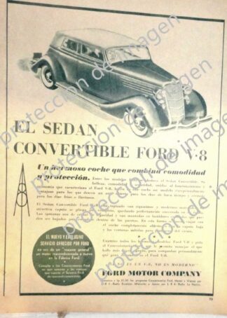 CARTEL ANTIGUO ORIGINAL AUTOS FORD 40 DELUXE COVERTIBLE V8 1934