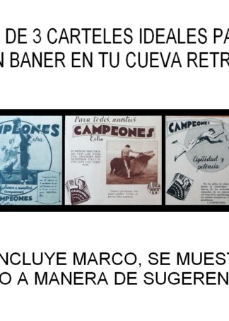 CARTEL ANTIGUO ORIGINAL DE SET DE 3 CARTELES CIGARRERA EL BUEN TONO, 1940s