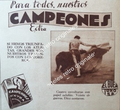 CARTEL ANTIGUO ORIGINAL DE SET DE 3 CARTELES CIGARRERA EL BUEN TONO, 1940s - Image 3